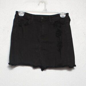 Vervet black distressed high waist stretch denim skirt